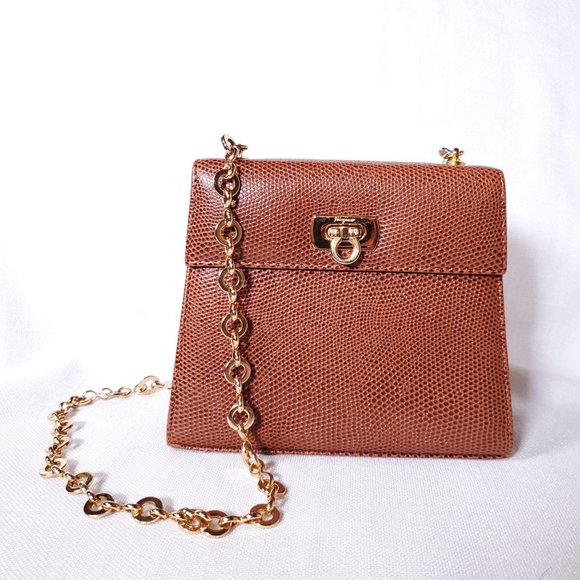 Vintage Handbags - Vintage  texture cognac mini bag